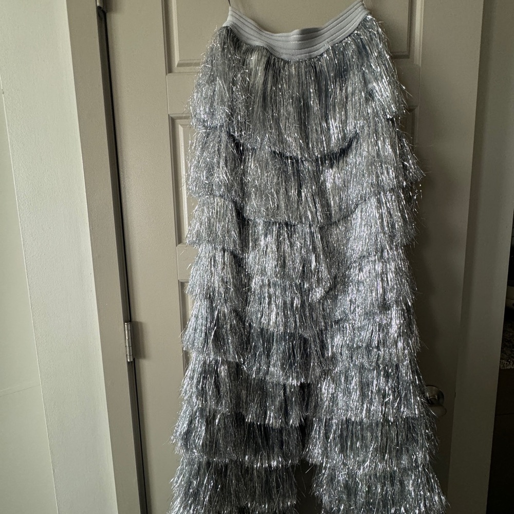 AKIRA Silver Gray Ruffled Tiered Jumpsuit